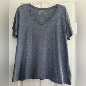 Women’s Blue Eddie Bauer V-Neck T-Shirt SZ 2X
